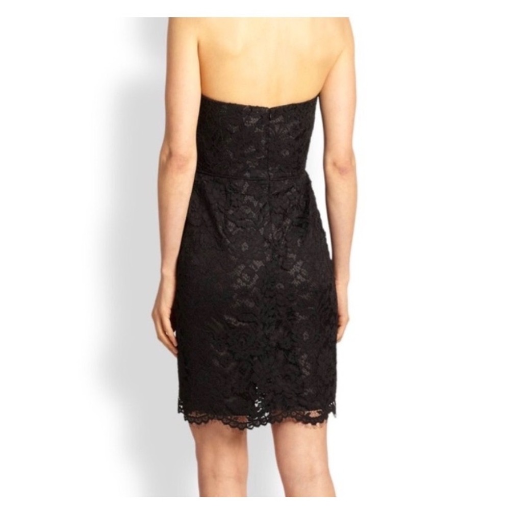 VTG Shoshanna Janie Lace Strapless Mini Dress Womens 4 Black Floral LBD Cocktail - Picture 6 of 13